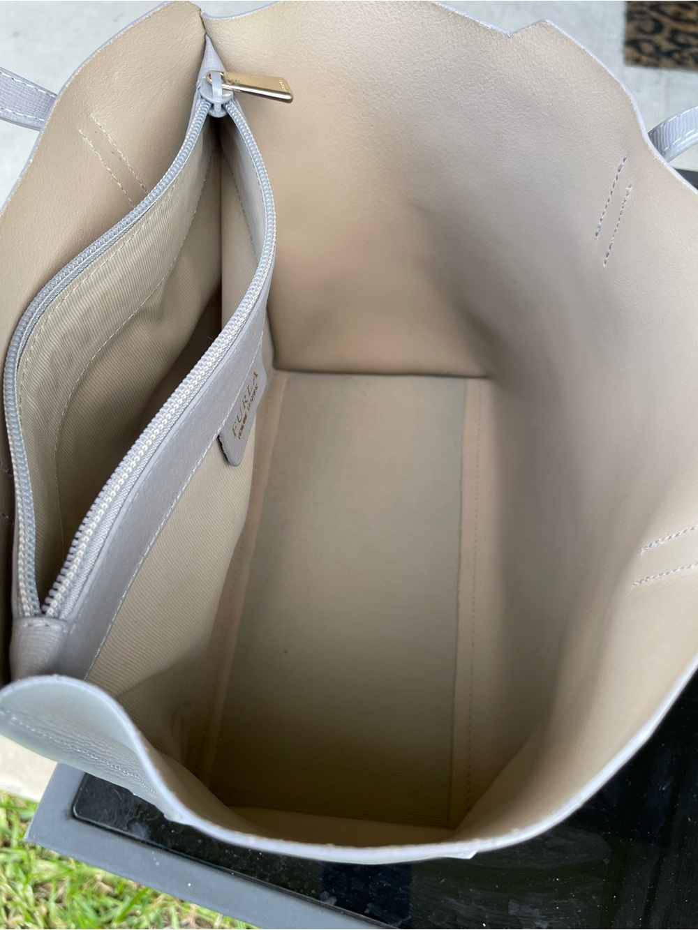 Furla Gray Saffiano Leather Tote with Gold Charm - Picture 5 of 6